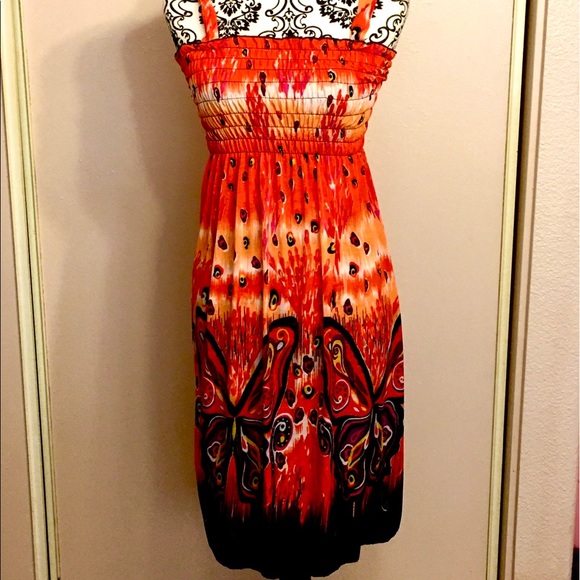 Dresses & Skirts - 📦Boho One Size Fits All Orange Butterfly Sundress